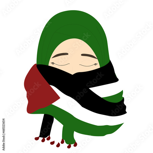 Crying palestine’s woman with flag scarft