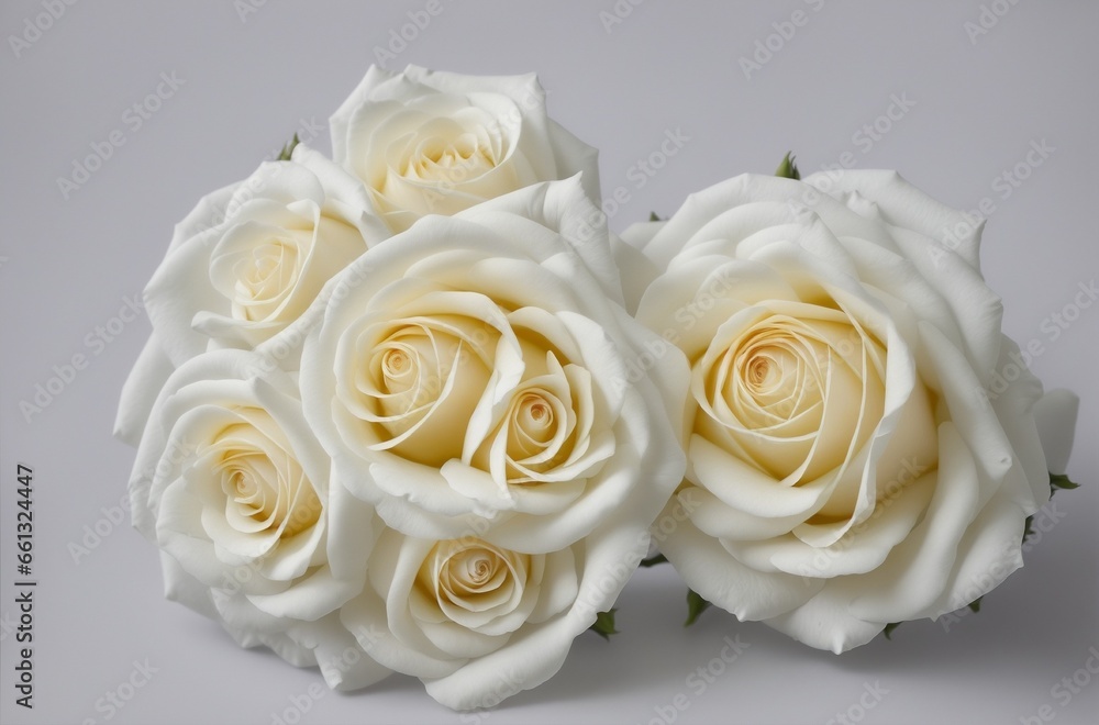Rose Flowers white Color in white background from Generative AI Rose Flowers white Color in white background from Generative AI