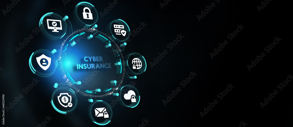 Cyber security data protection business technology privacy concept. Cyber insurance. 3d illustration Cyber security data protection business technology privacy concept. Cyber insurance. 3d illustration