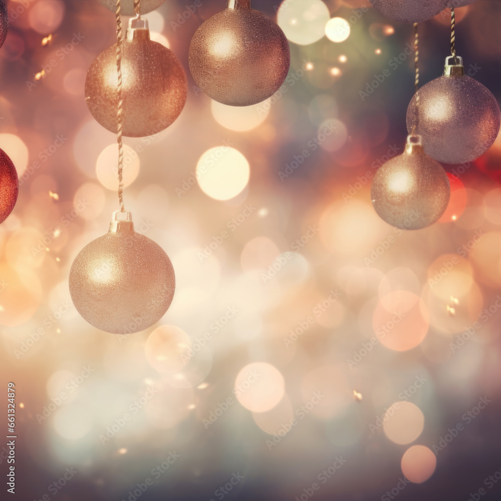 Christmas background with snowflakes and christmas balls in pastel colours Christmas background with snowflakes and christmas balls in pastel colours