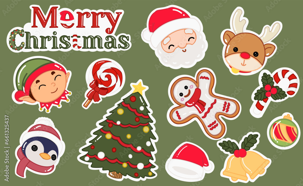 Fototapeta premium Christmas Sticker Set