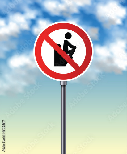 Do not sit on toilet sign vector