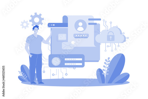 Private Data Protection Illustration concept on white background