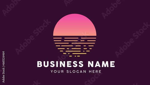 Retro Strips sunset logo for business or company.