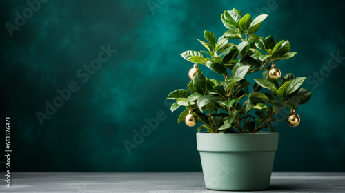 Live potted Christmas tree for sustainable celebration isolated on a gradient background 