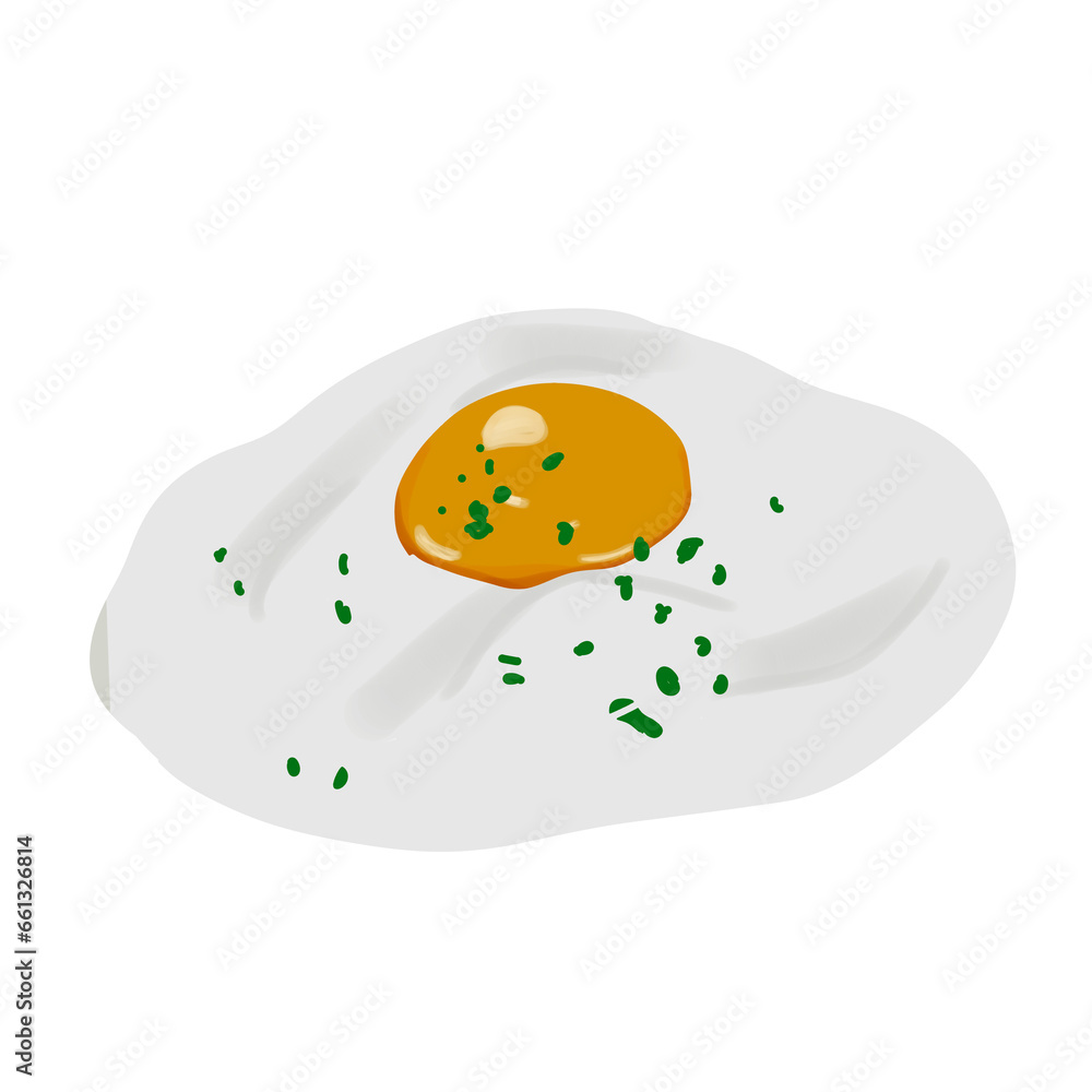 illustration of Fried egg with celery illustration of Fried egg with celery