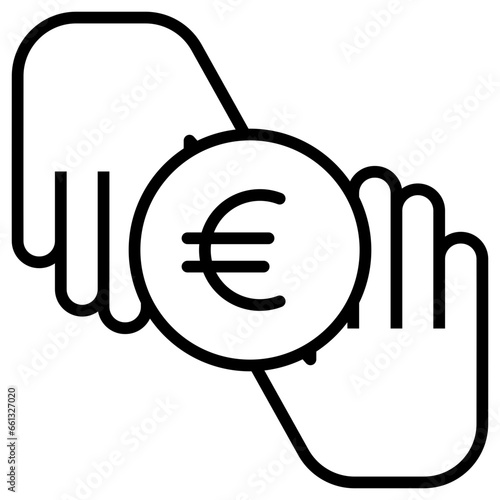 Outline Euro Donation Coin icon