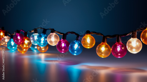 Energy-efficient LED Christmas lights strand isolated on a gradient background 