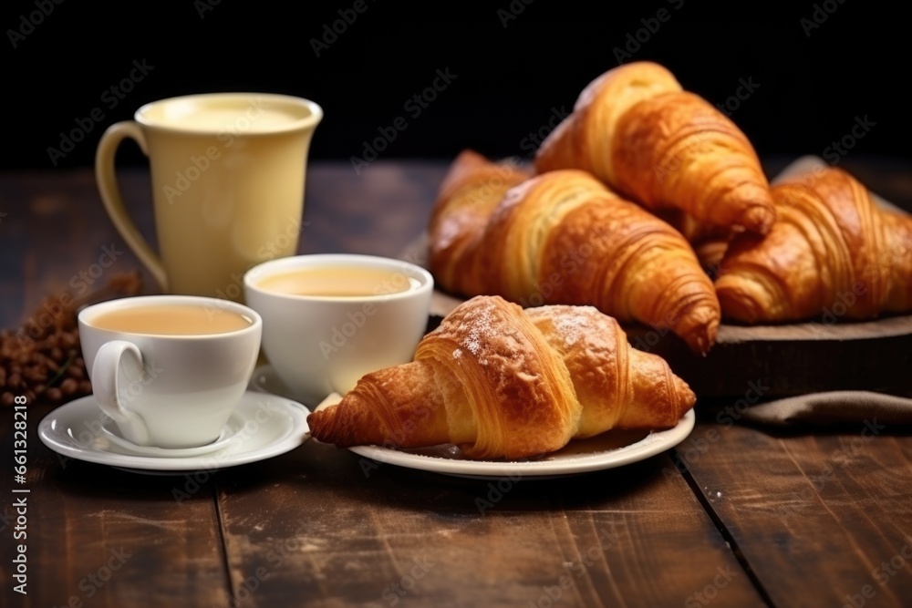 french croissants and a coffee cup on a table
