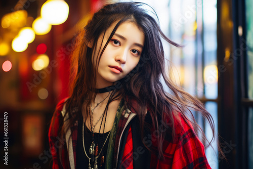 Young Japanese woman in urban clothes