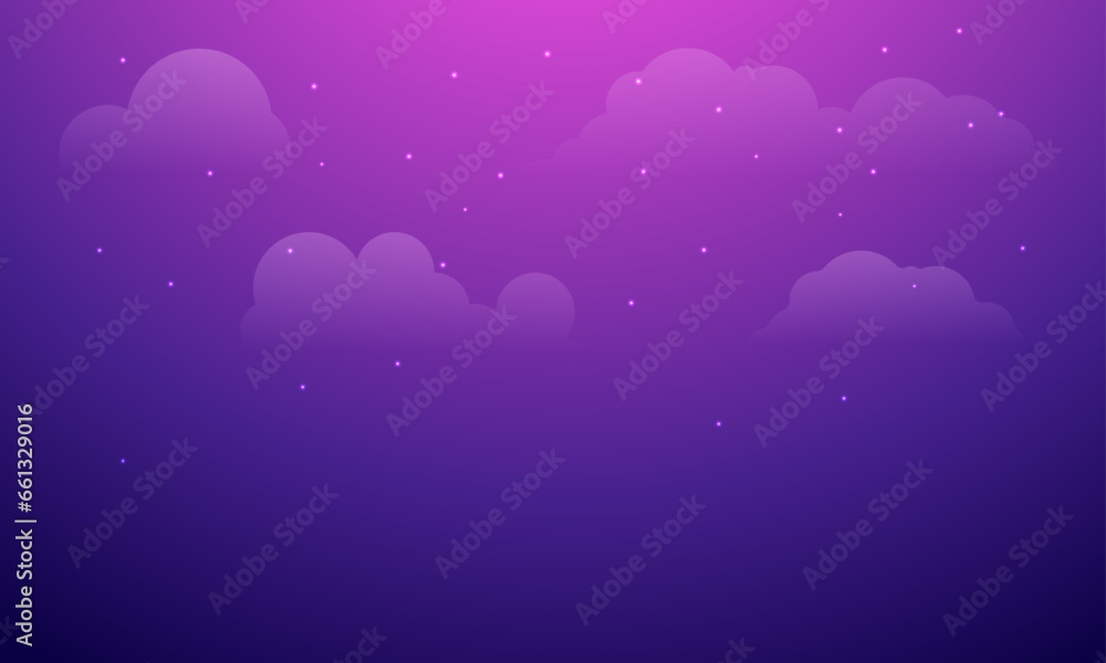 Fototapeta premium Vector abstract purple cloudy and star background vector