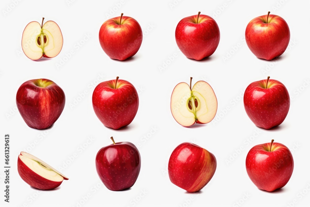 collection of red apples isolated on white background collection of red apples isolated on white background
