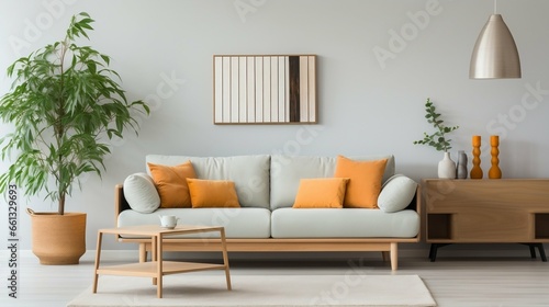 Modern living room with sofa and furniture 