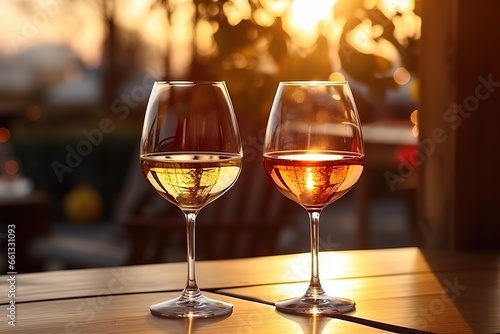 Two glasses for a romantic dinner