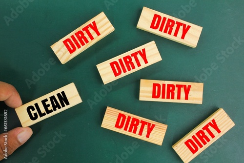 Canvas Print stick with the words clean and dirty