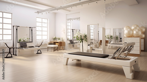 White at-home Pilates Studio.