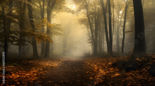 Misty Autumn Forest