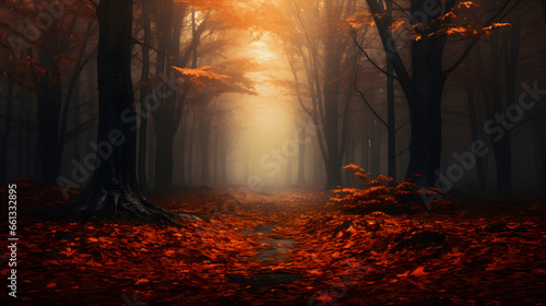 Misty Autumn Forest