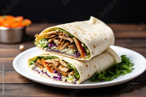 shawarma wrap topped with white sesame seeds on a plate