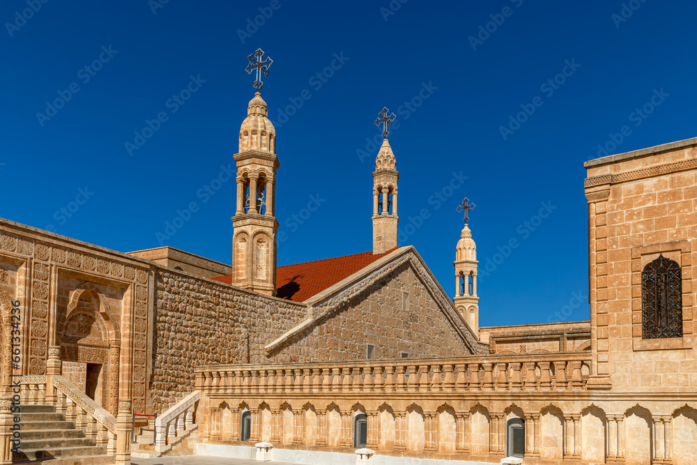 Architectural details of Mor Gabriel Deyrulumur Monastry. It is the oldest surviving Syriac Orthodox monastery in the world.