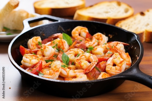 shrimp and garlic tapas in a small skillet