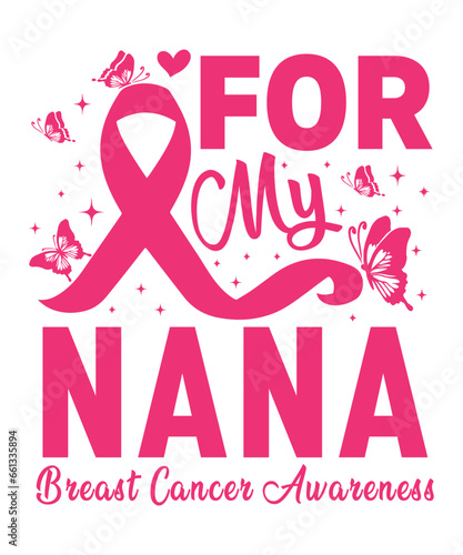For My Nana Breast Cancer Awareness Svg Design
These file sets can be used for a wide variety of items: t-shirt design, coffee mug design, stickers,
custom tumblers, custom hats, printables, print-on-