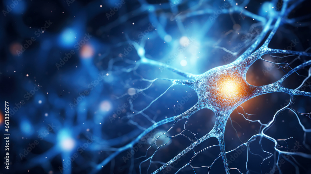 Active nerve cells. Human brain stimulation or activity with neuron. Active nerve cells. Human brain stimulation or activity with neuron.