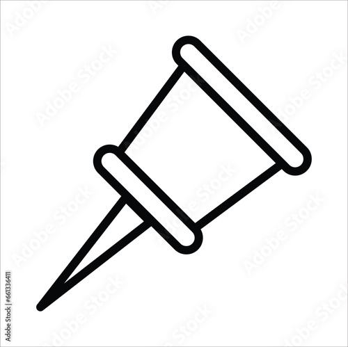 Push pin icon in flat style. Vector isolated design element. Eps 10