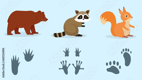 Fototapeta Naklejka Na Ścianę i Meble -  Set of wild animals. Vector illustration in flat style. Cute cartoon characters.