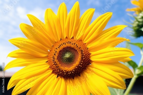 close-up shot of a yellow perennial sunflower bathed in daylight