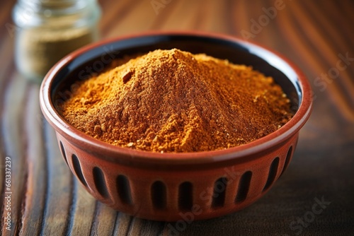 a bowl of ground spices used medically photo