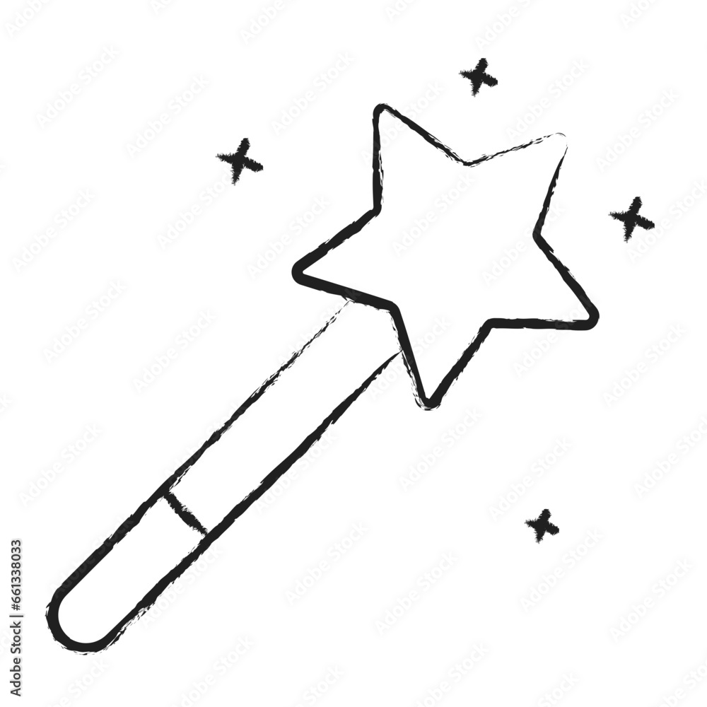 Hand drawn Magic wand icon Hand drawn Magic wand icon