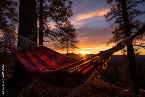 a hammock in the glow of sunset  ready for a nap