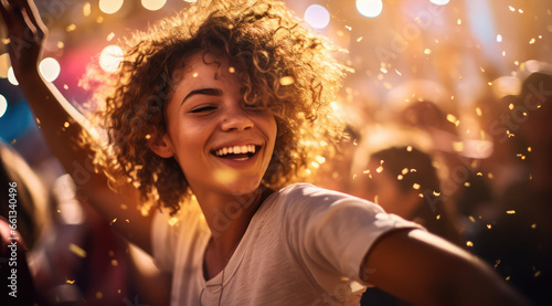 party dancing young woman with confetti