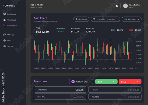 Cryptocurrency Trade Dark, Crypto Exchange and Trading Admin Dashboard  UI Kit App Software Template