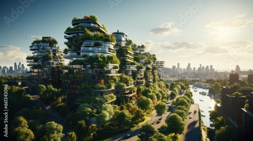 Futuristic City Merges Greenery with Modern Architectural Design