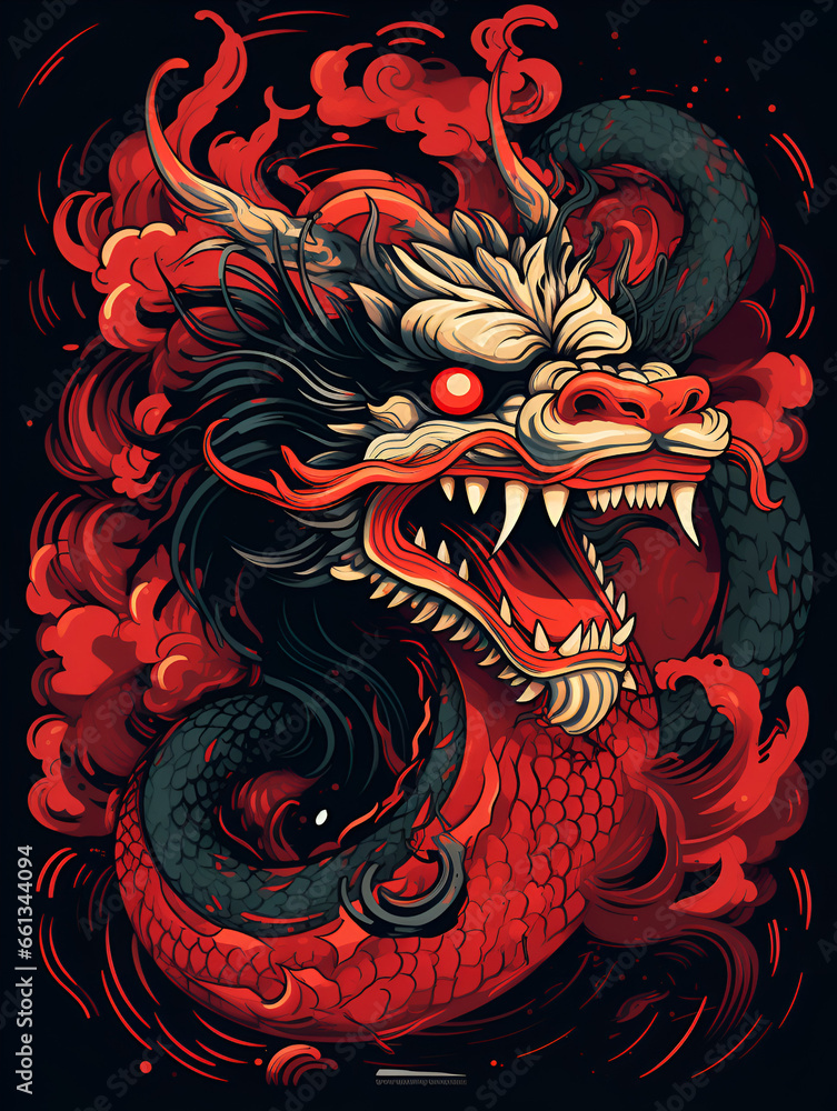 Chinese black dragon abstract background 