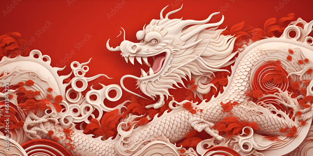 Chinese white dragon abstract 3d illustration background Chinese white dragon abstract 3d illustration background