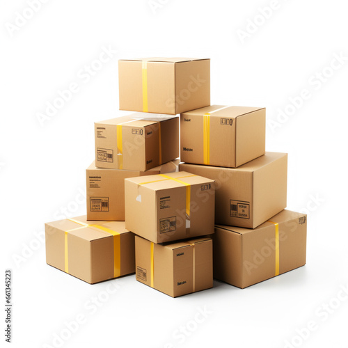 delivery boxes, isolated on white background, AI Generative. © Miry Haval