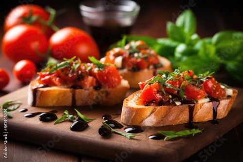 bruschetta with black olives under soft natural lighting