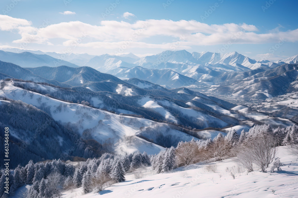 snow covered mountains, generative ai