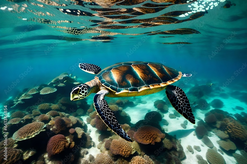 Obraz premium sea turtle swimming