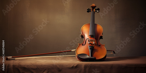 Still life of violin on old books style, music, violin, musical, cello, musical instrument, string instrument, classic, viola, string, generative AI
 photo