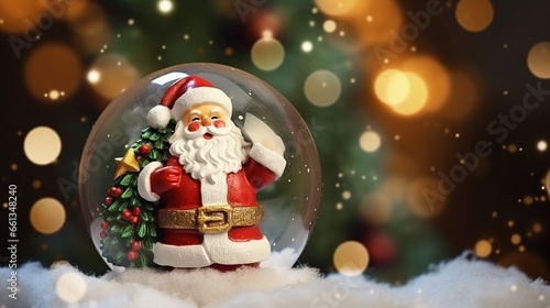 Cute Santa Claus Christmas isolated glitter blur forest background.AI generated © prastiwi