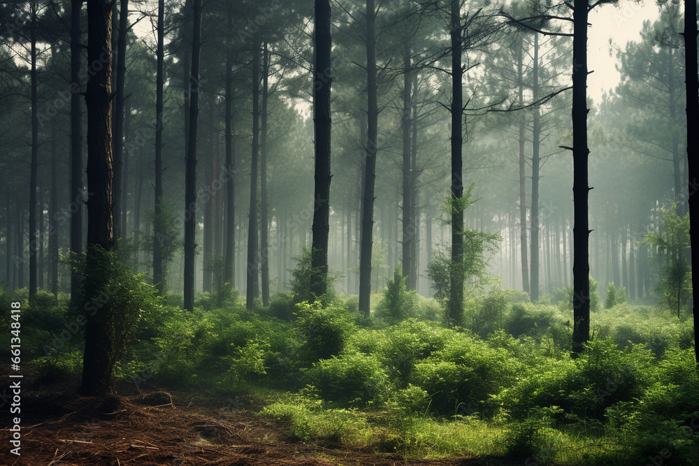 Beautiful forest in summer. Forest landscape