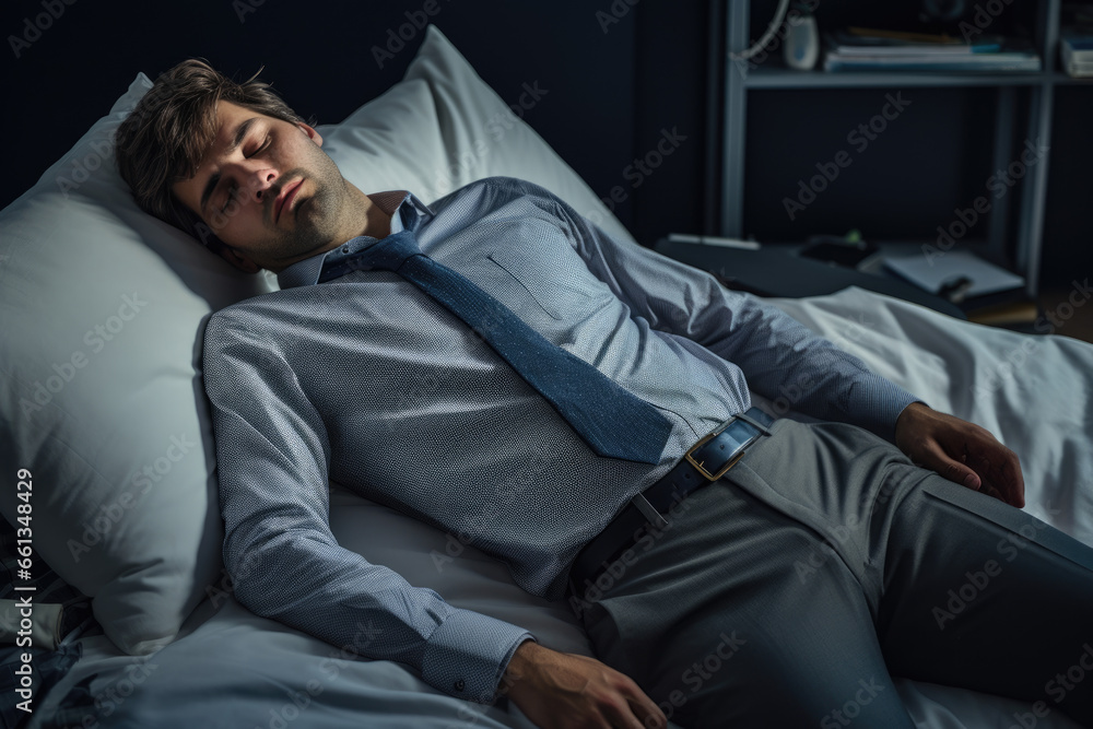 An office worker lay down, completely helpless An office worker lay down, completely helpless