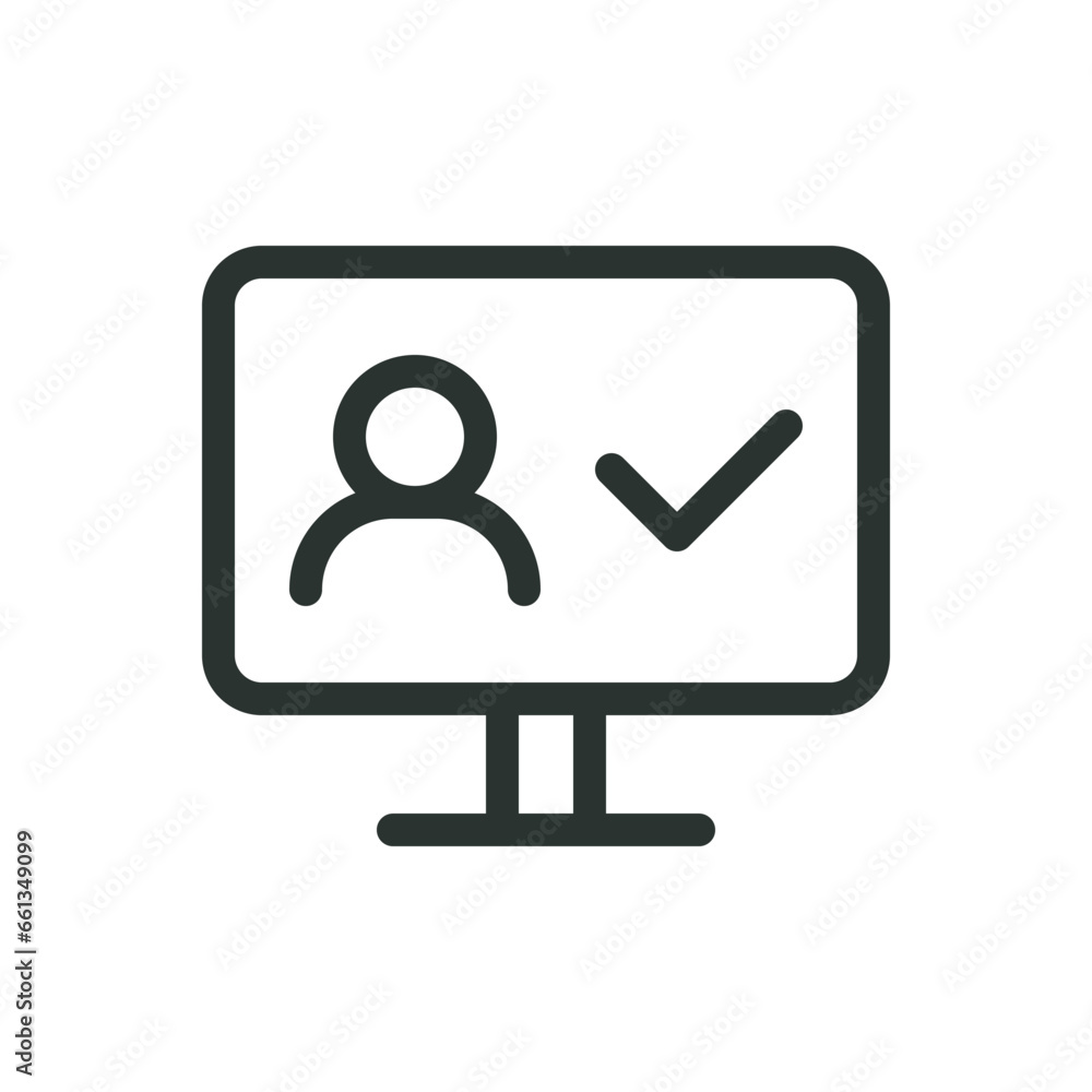 Access control software isolated icon, face recognition on screen monitor vector icon with editable stroke Access control software isolated icon, face recognition on screen monitor vector icon with editable stroke