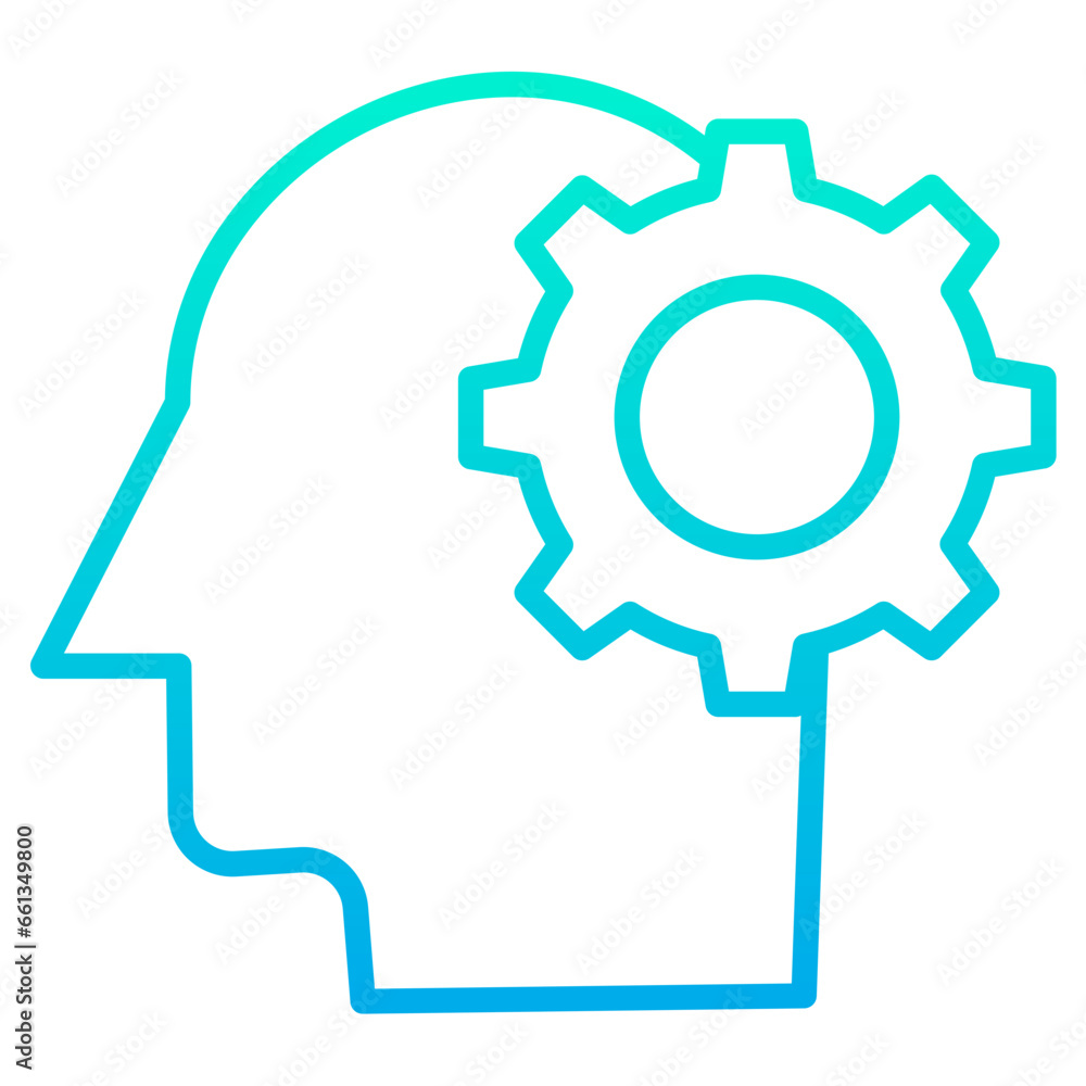 Outline Gradient Human Mind setting icon Outline Gradient Human Mind setting icon
