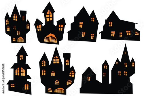 happy halloween vector design element set isolated on a white background