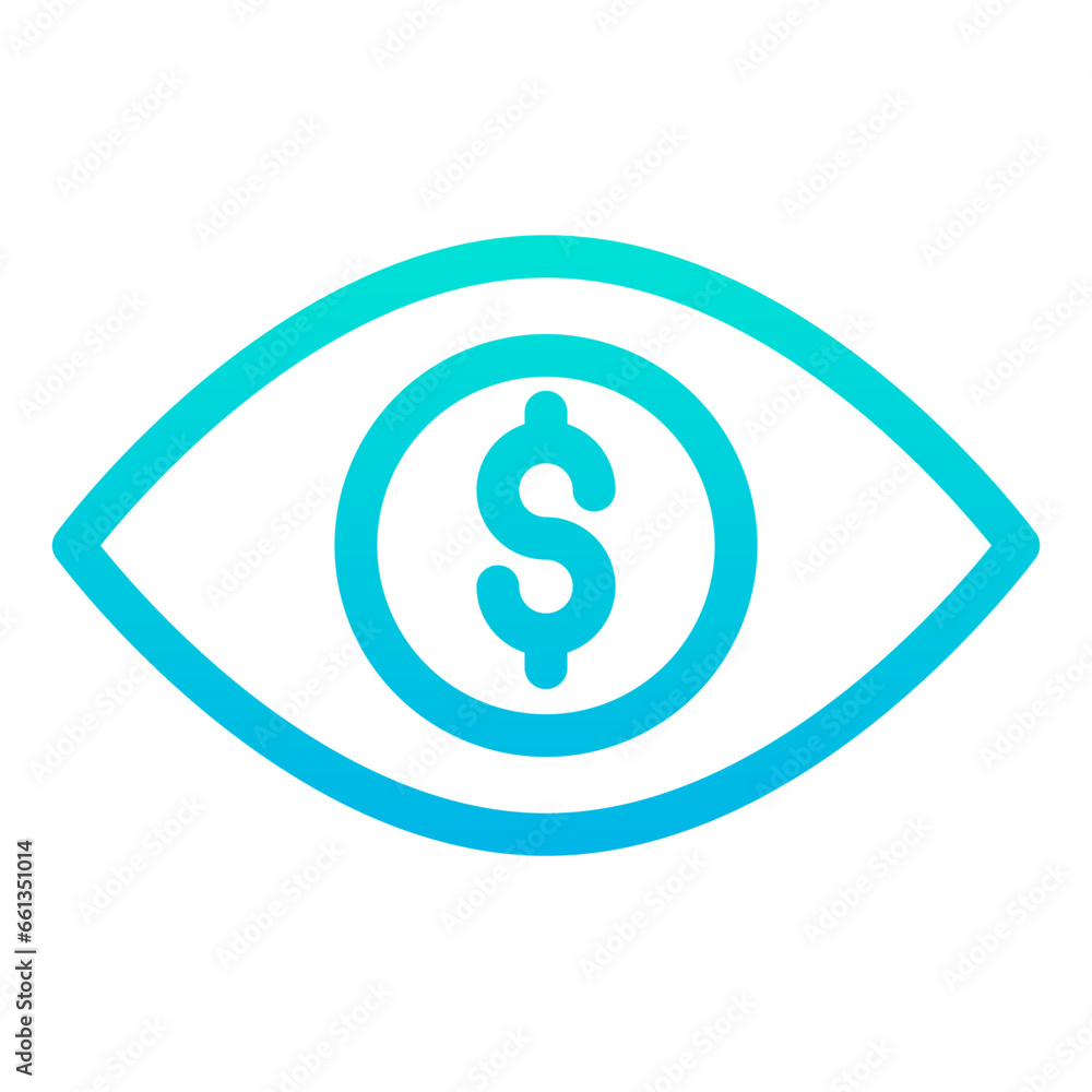 Outline Gradient Dollar Eye icon Outline Gradient Dollar Eye icon